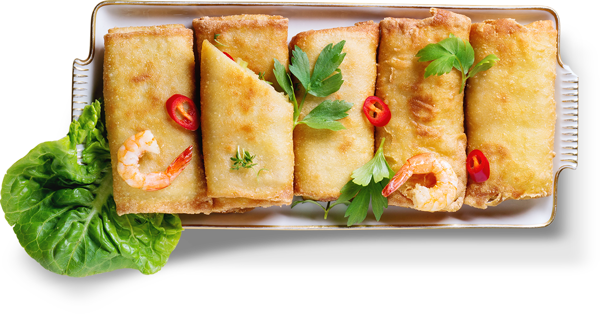 plate of spring rolls